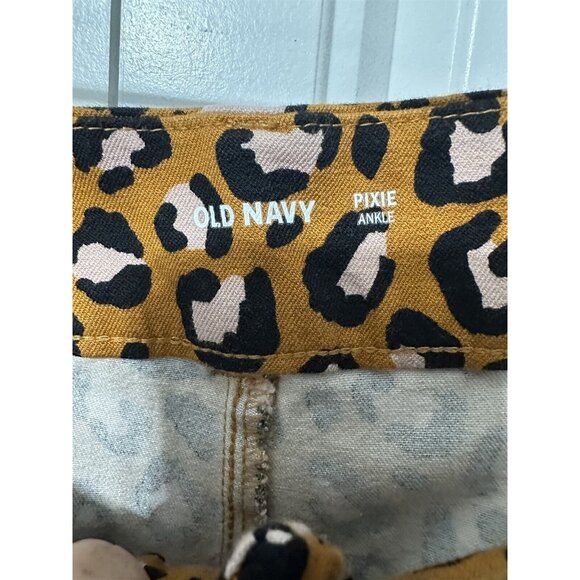 Old Navy Pants Pixie Ankle 14 Tall Gold Black Animal Leopard Print Slim Straight - Picture 4 of 7